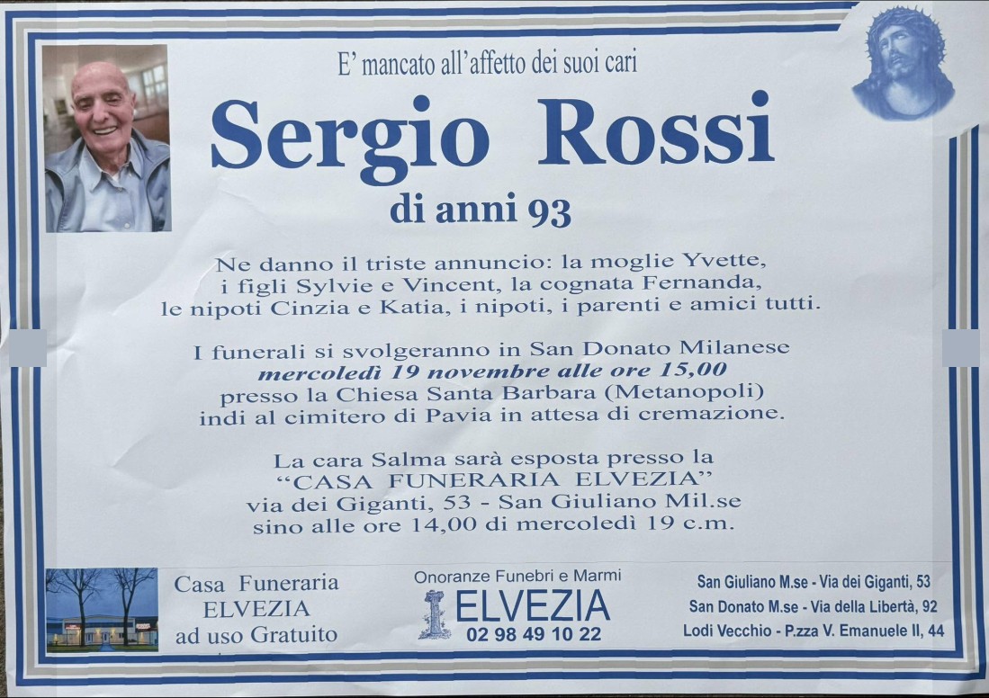 Necrologio di Sergio Rossi