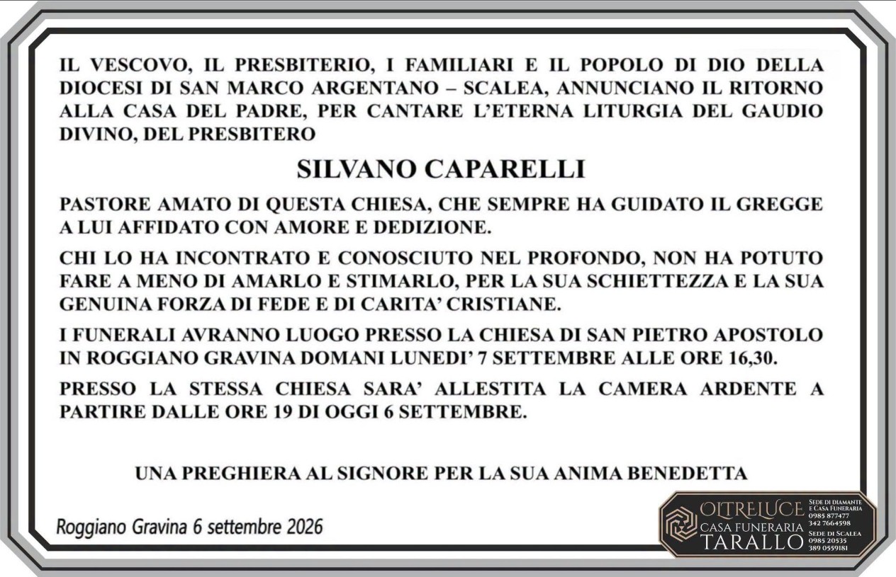 Necrologio di Silvano Caparelli