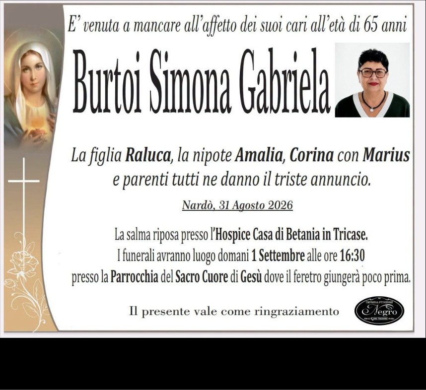 Necrologio di Simona Gabriela Burtoi