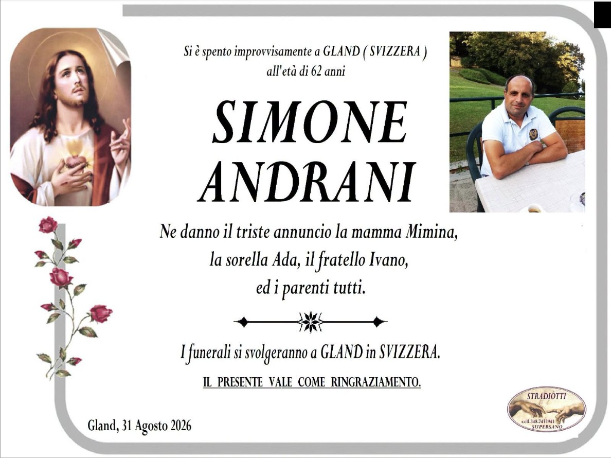 Necrologio di Simone Andrani
