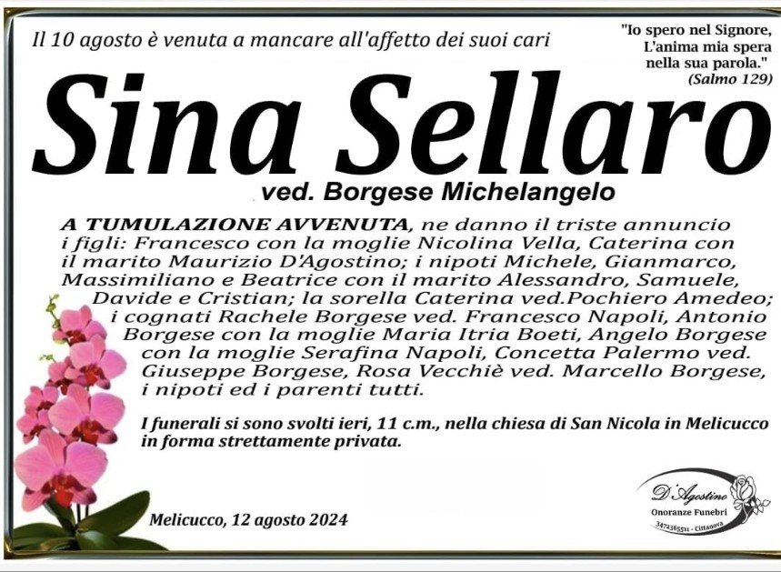 Necrologio di Sina Sellaro