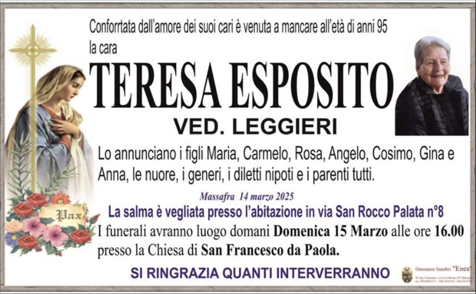 Necrologio di Teresa Esposito