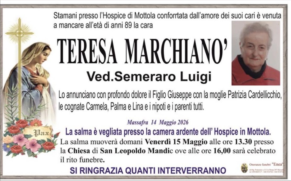 Necrologio di Teresa Marchianò