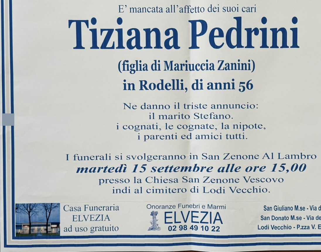 Necrologio di Tiziana Pedrini