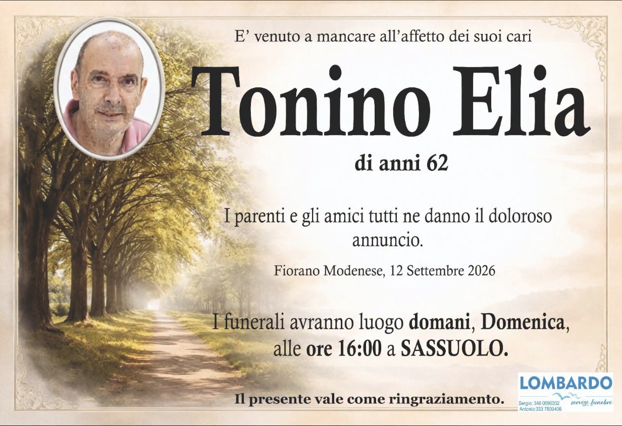 Necrologio di Tonino Elia