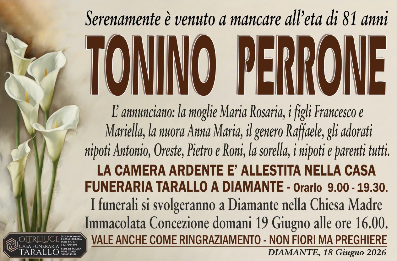 Necrologio di Tonino Perrone