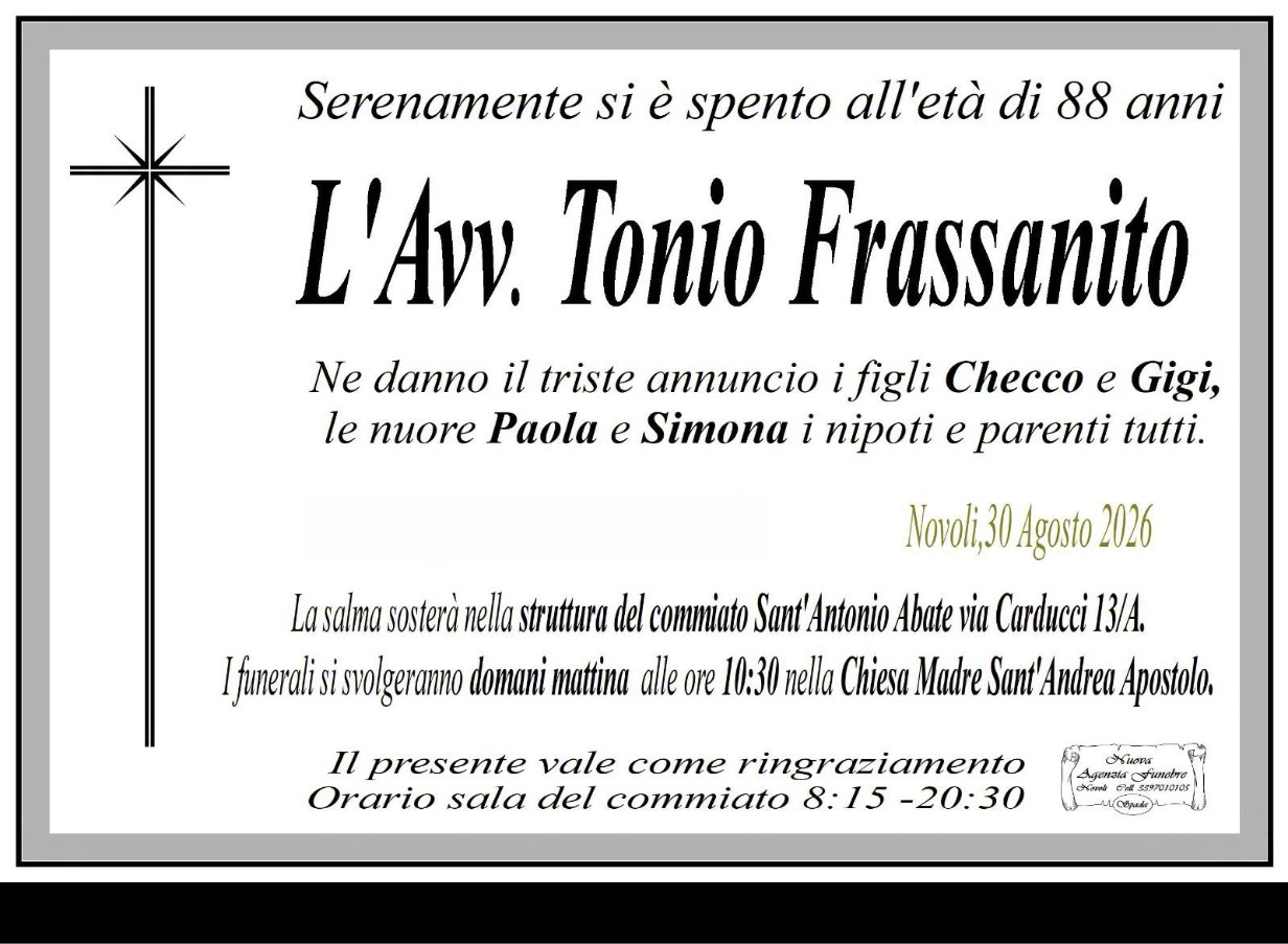 Necrologio di Tonio Frassanito