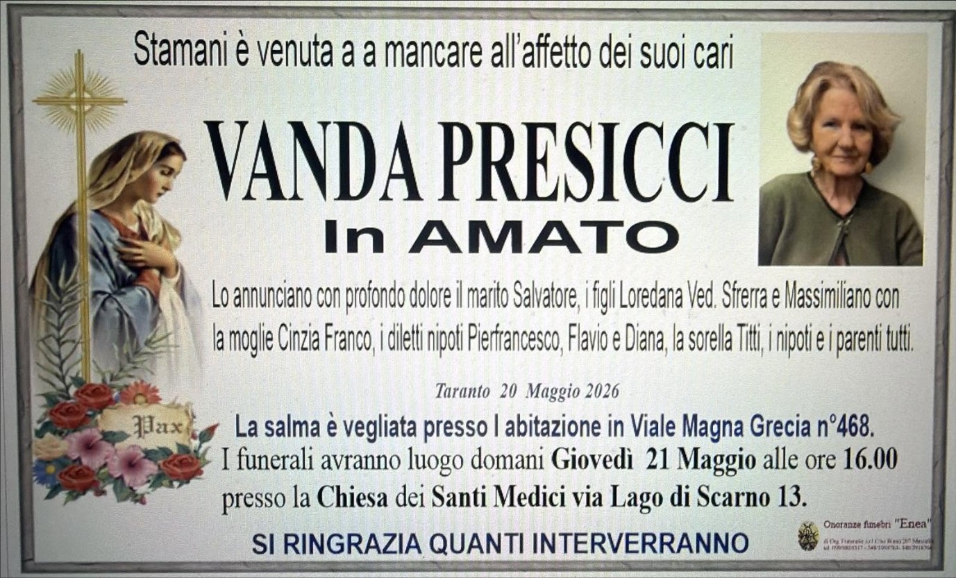 Necrologio di Vanda Presicci