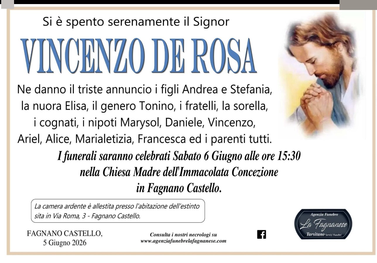 Necrologio di Vincenzo De Rosa