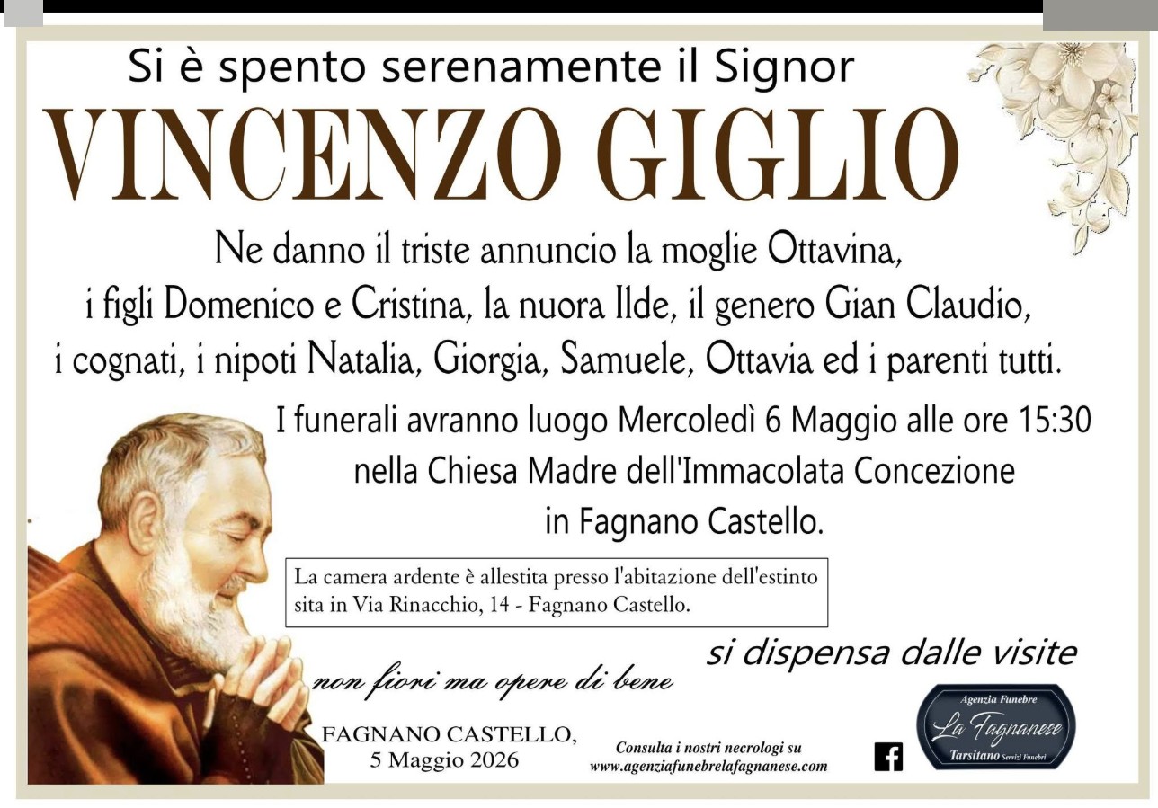 Necrologio di Vincenzo Giglio