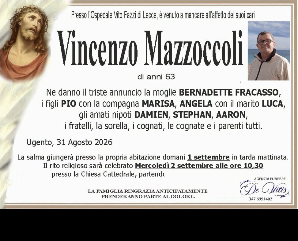 Necrologio di Vincenzo Mazzoccoli