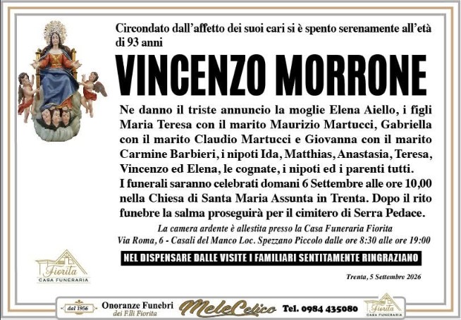 Necrologio di Vincenzo Morrone
