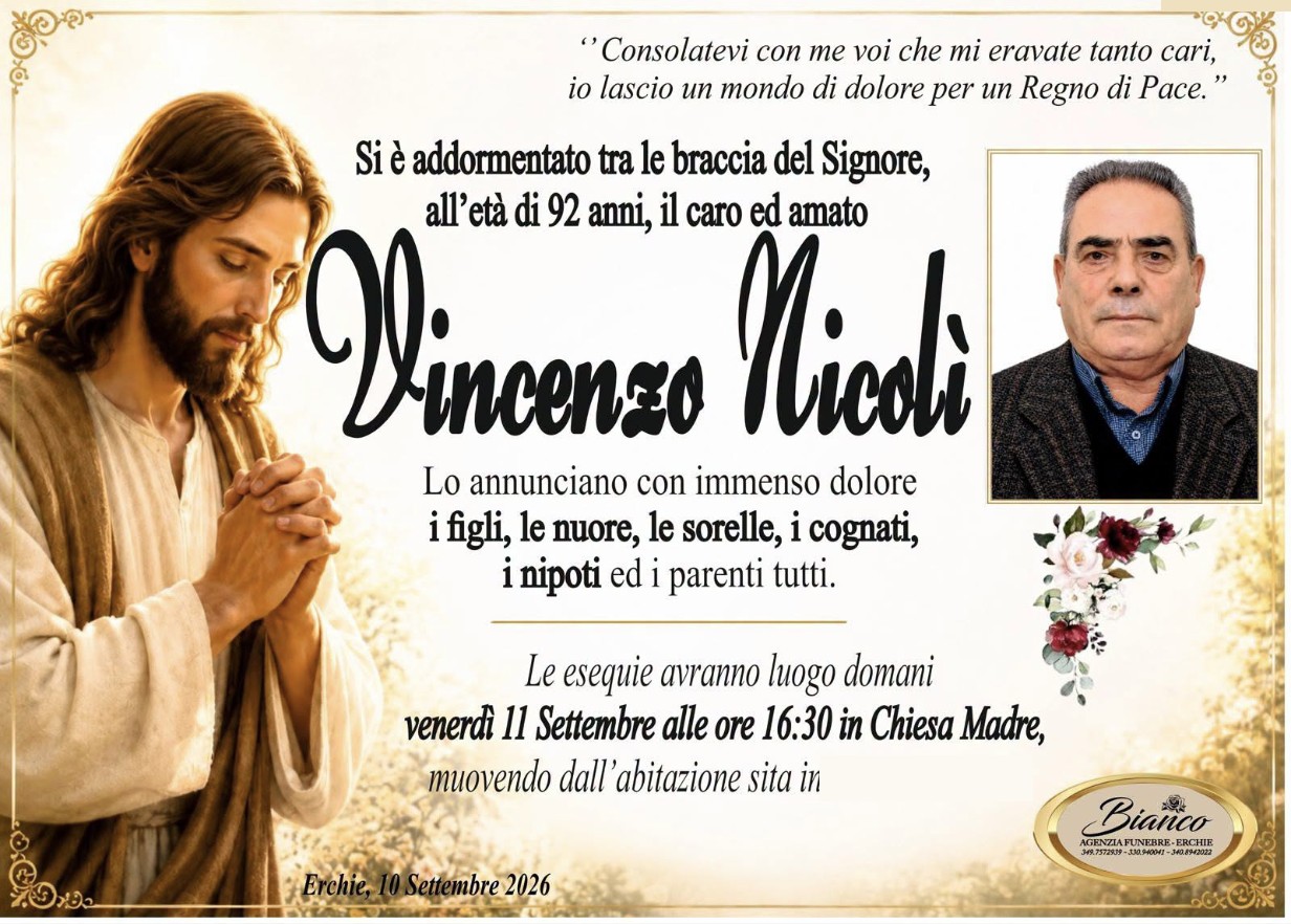 Necrologio di Vincenzo Nicolì