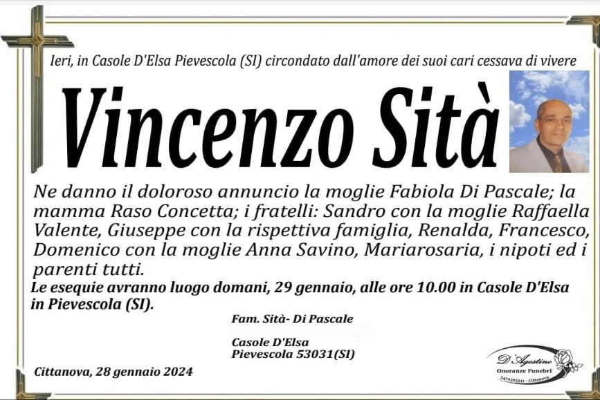 Necrologio di Vincenzo Sità