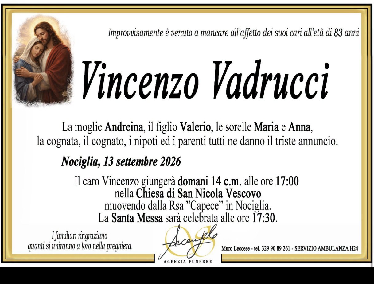 Necrologio di Vincenzo Vadrucci