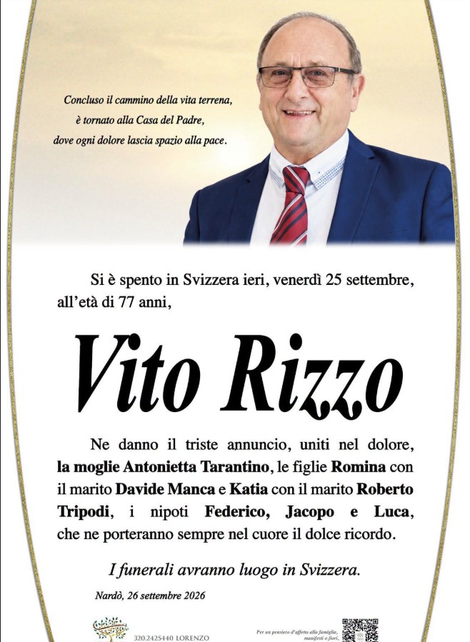 Necrologio di Vito Rizzo