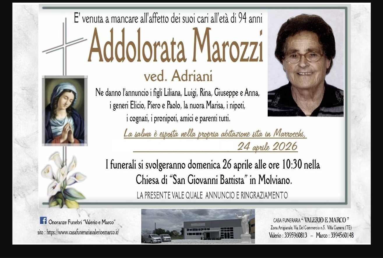 Necrologio di Addolorata Marozzi