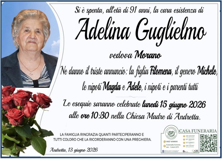 Necrologio di Adelina Guglielmo