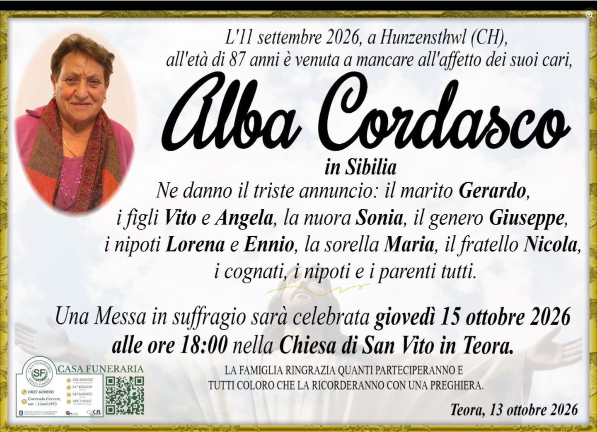 Necrologio di Alba Cordasco