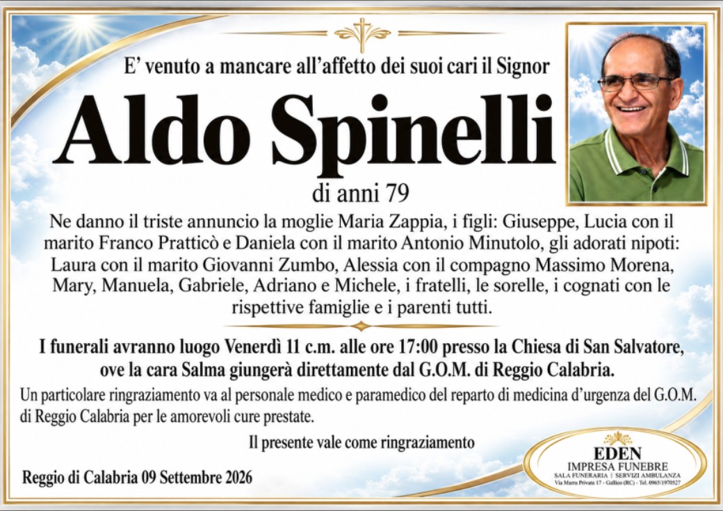 Necrologio di Aldo Spinelli