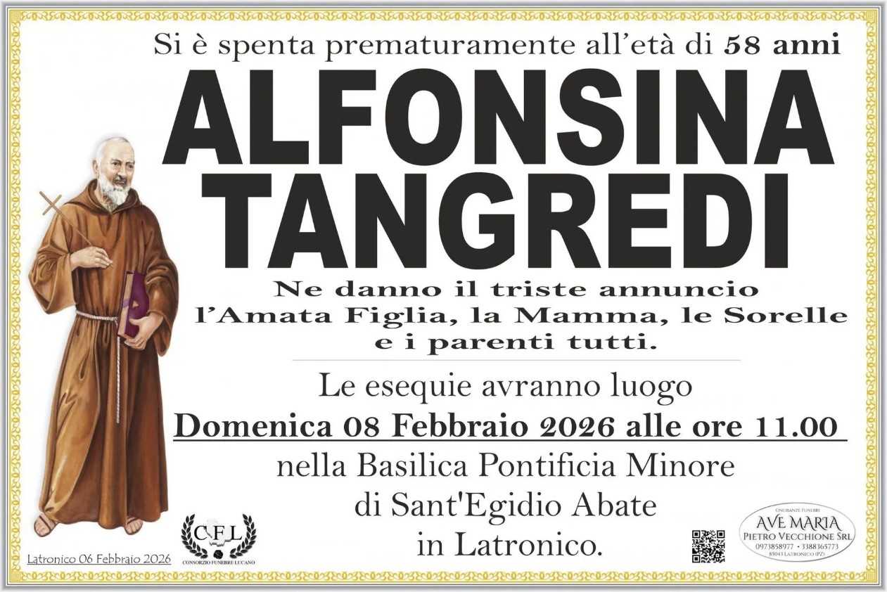 Necrologio di Alfonsina Tangredi