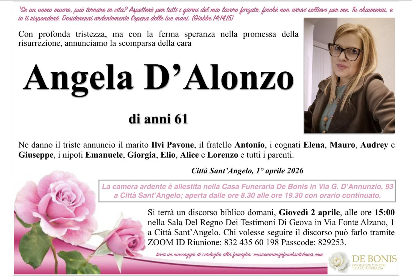 Necrologio di Angela D'Alonzo