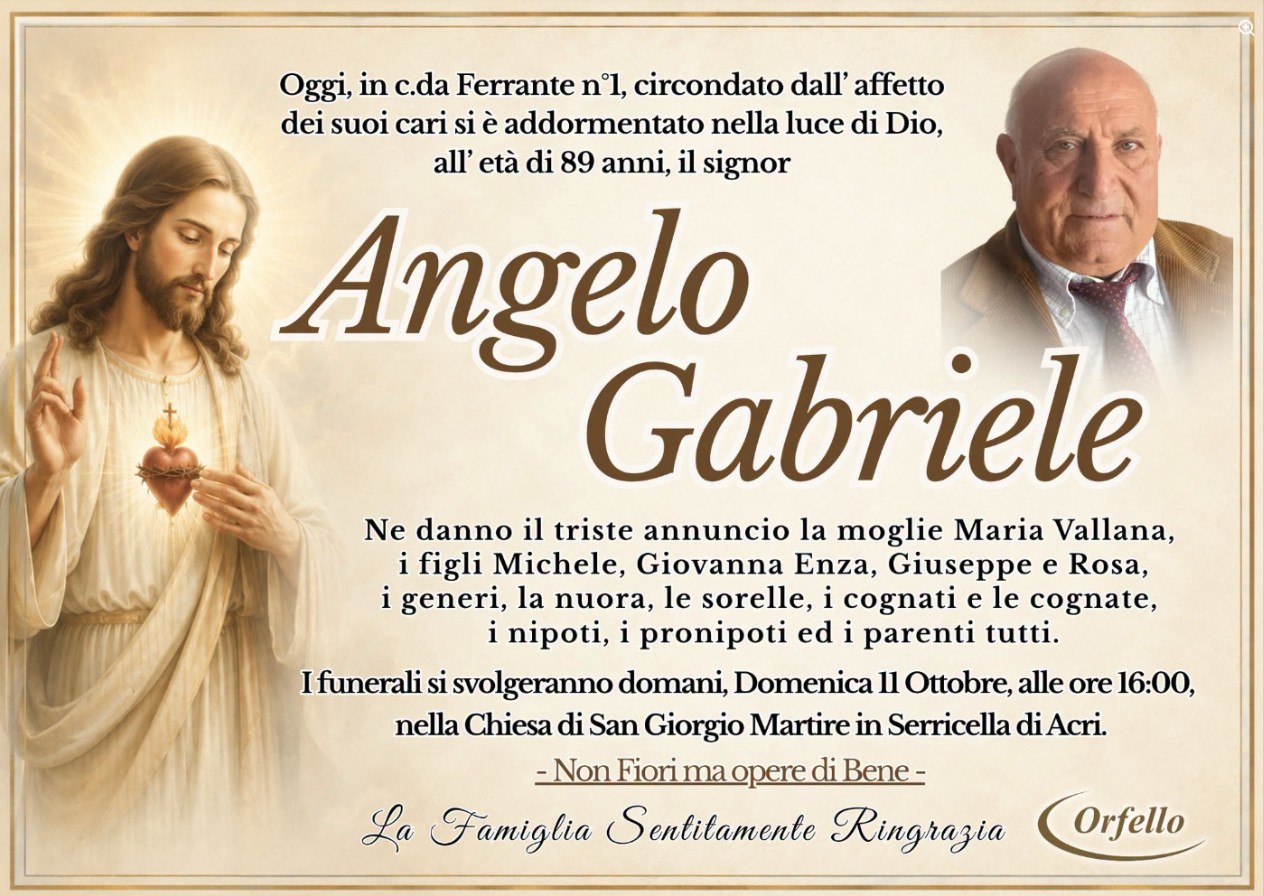 Necrologio di Angelo Gabriele