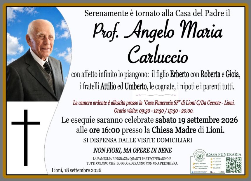 Necrologio di Angelo Maria Carluccio