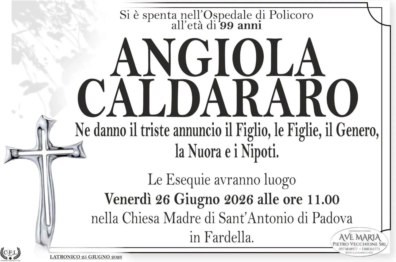 Necrologio di Angiola Caldararo