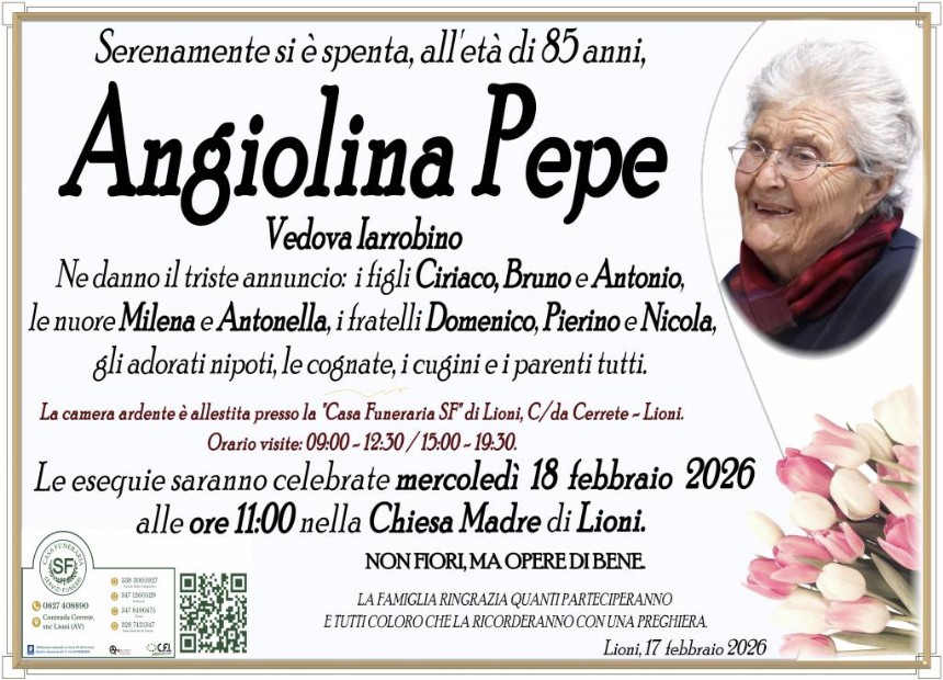 Necrologio di Angiolina Pepe