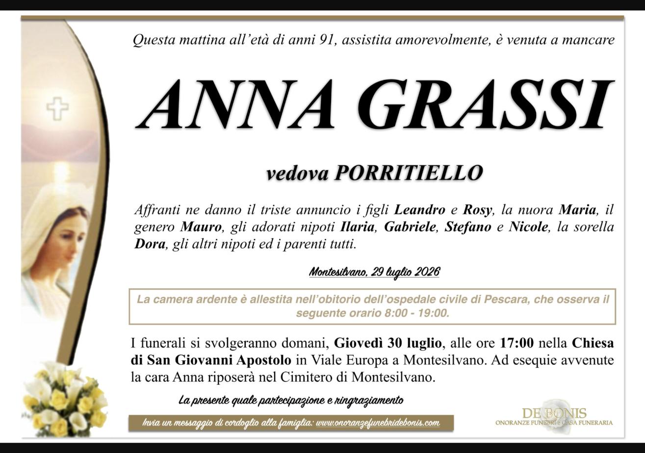 Necrologio di Anna Grassi