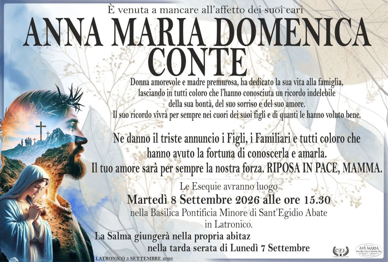 Necrologio di Anna Maria Domenica Conte