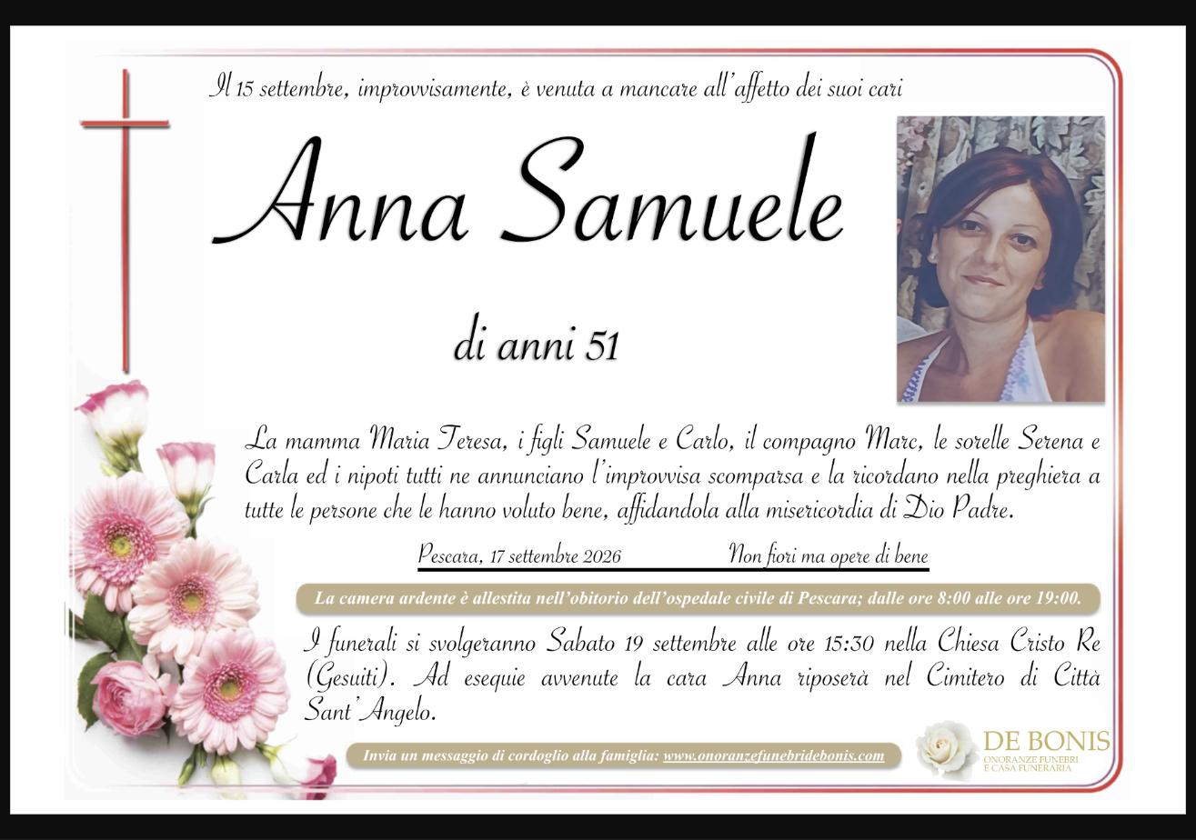 Necrologio di Anna Samuele