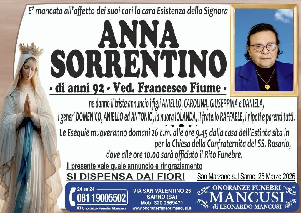 Necrologio di Anna Sorrentino