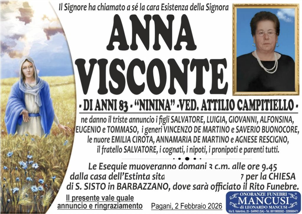 Necrologio di Anna Visconte