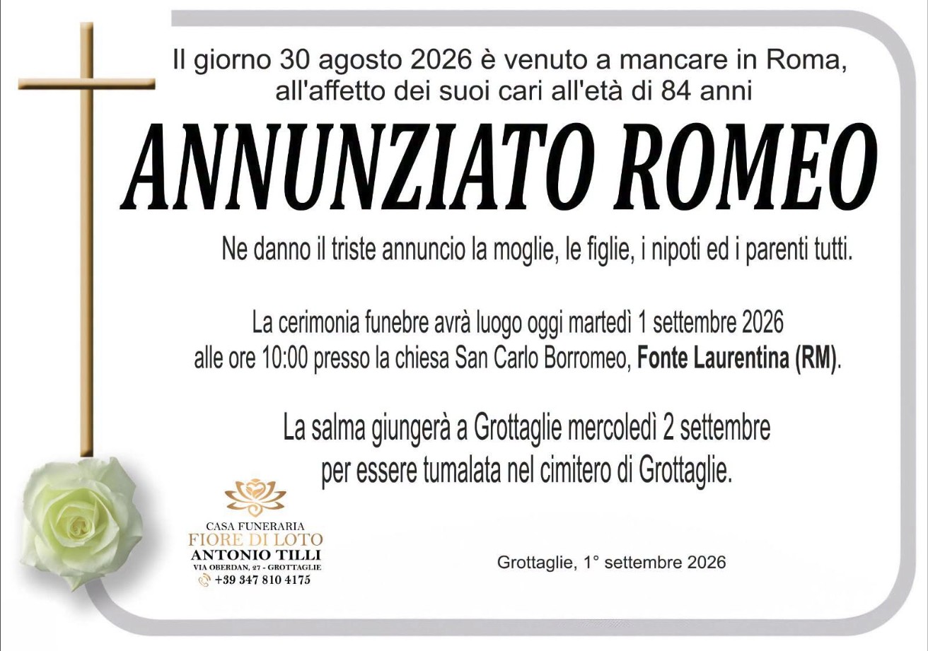 Necrologio di Annunziato Romeo