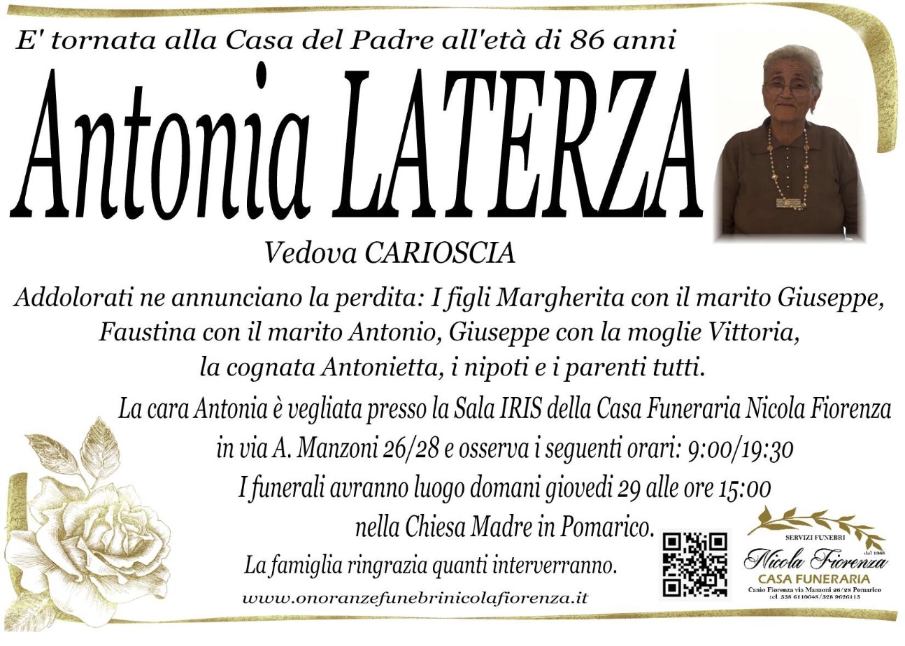 Necrologio di Antonia Laterza