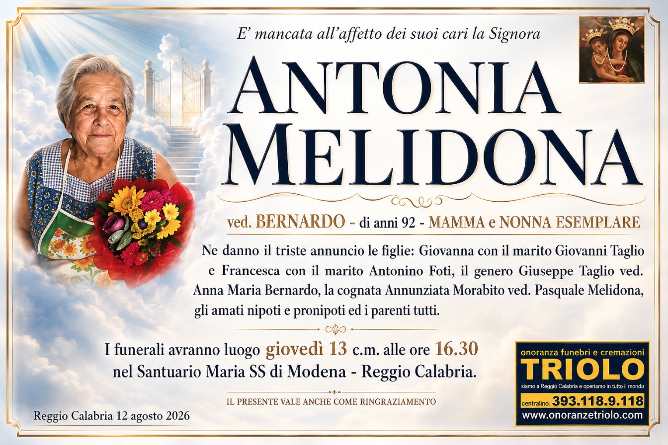 Necrologio di Antonia Melidona