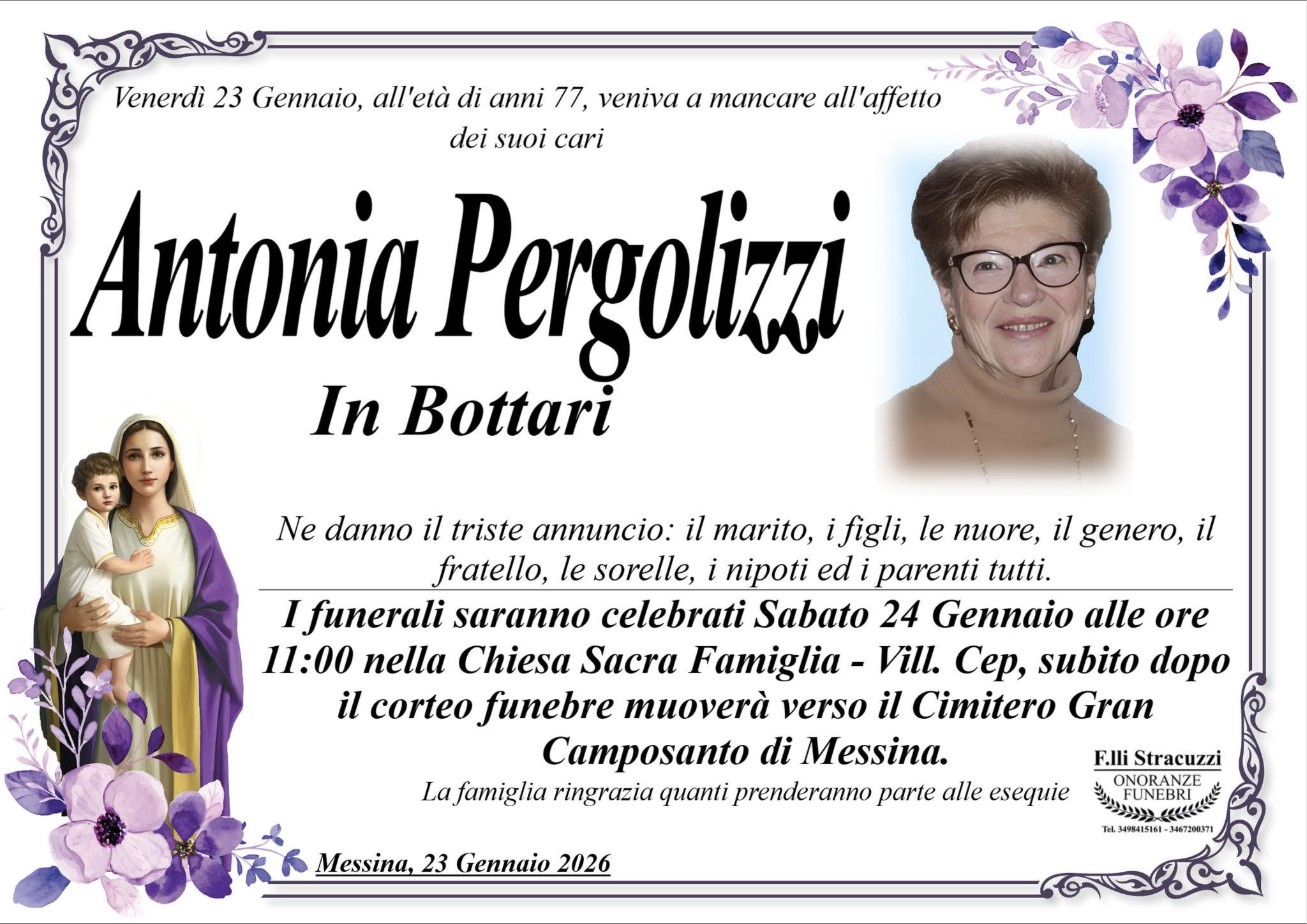Necrologio di Antonia Pergolizzi