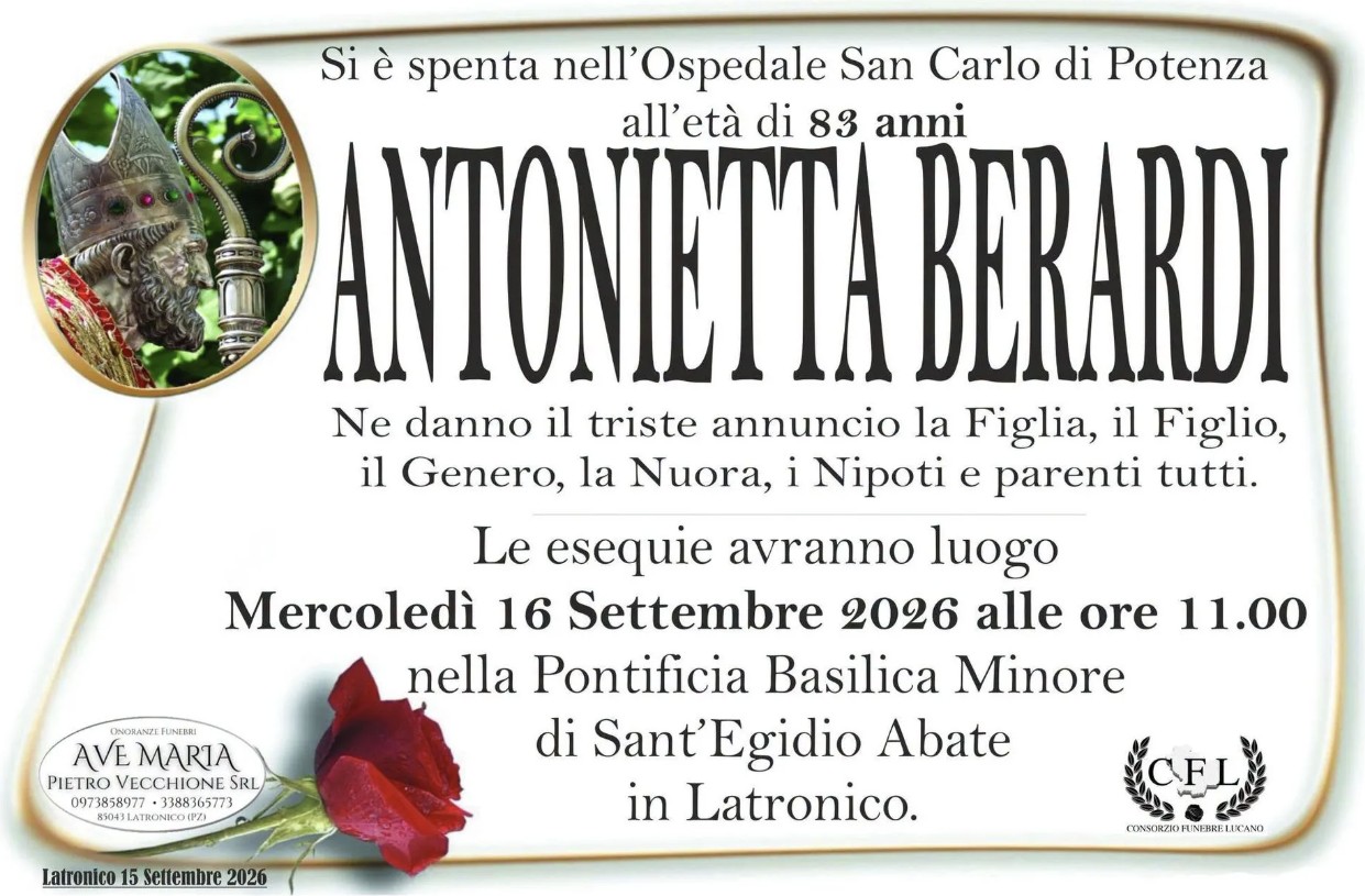 Necrologio di Antonietta Berardi