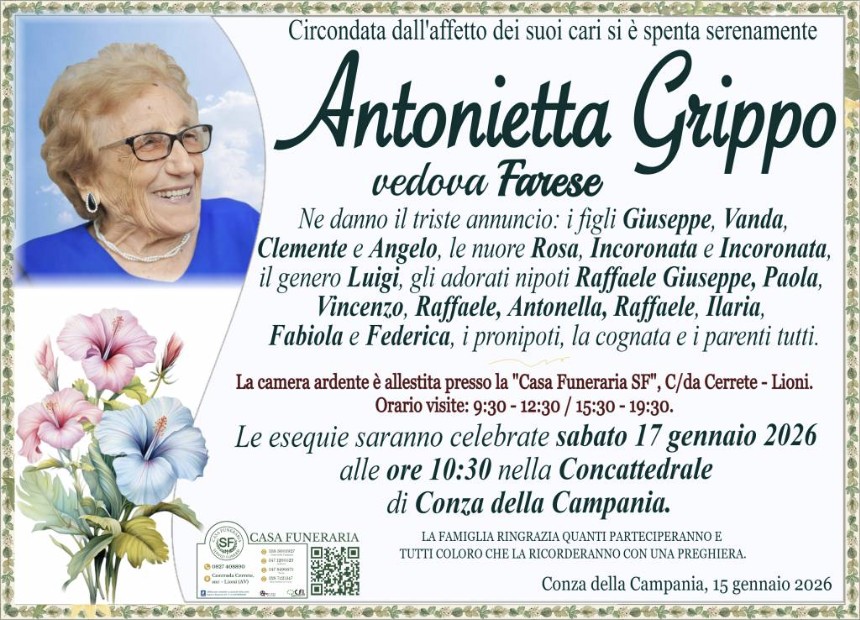 Necrologio di Antonietta Grippo