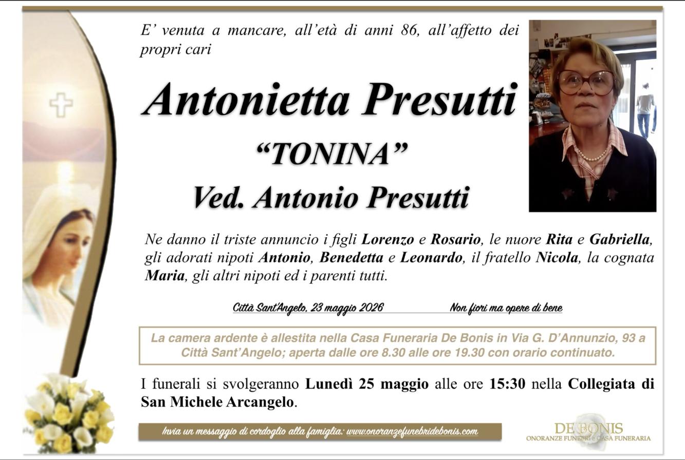 Necrologio di Antonietta Presutti