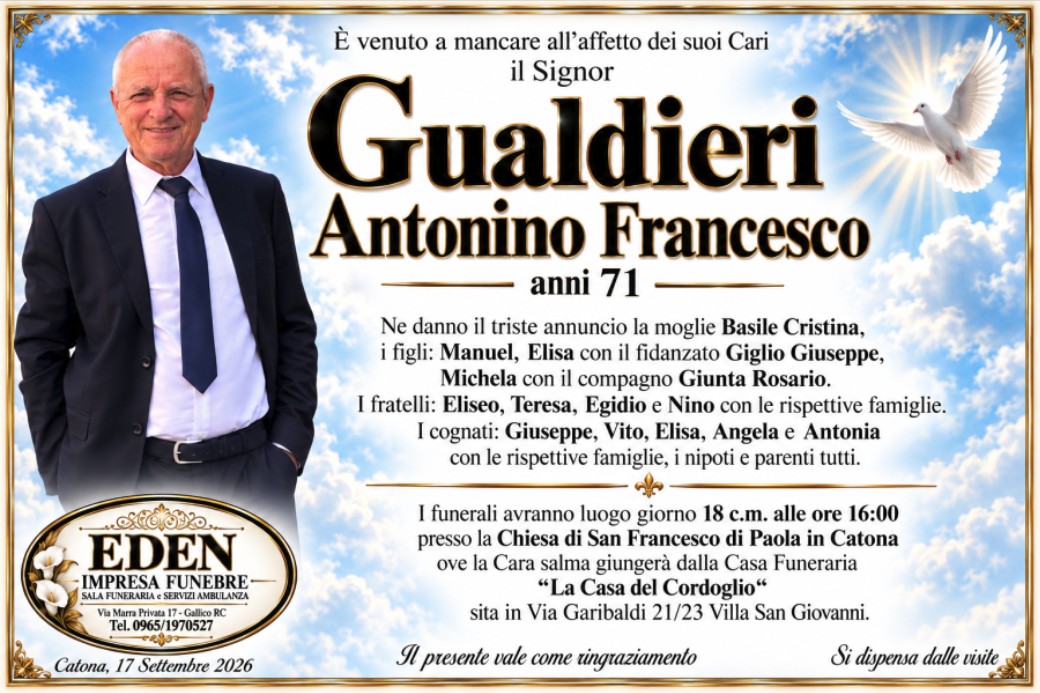 Necrologio di Antonino Francesco Gualdieri