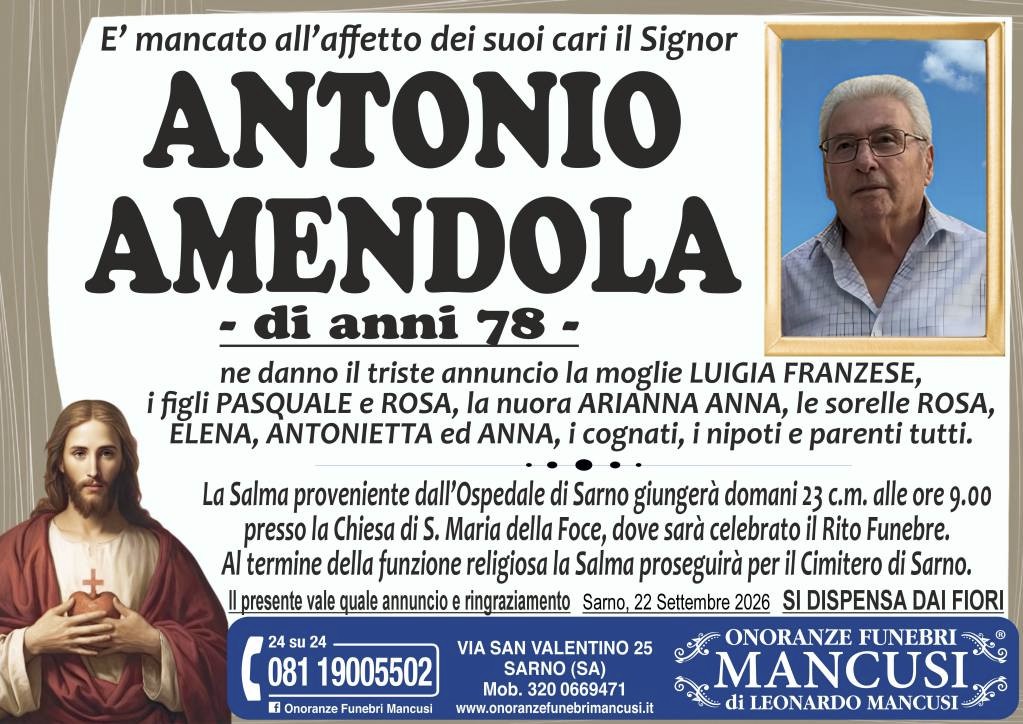Necrologio di Antonio Amendola