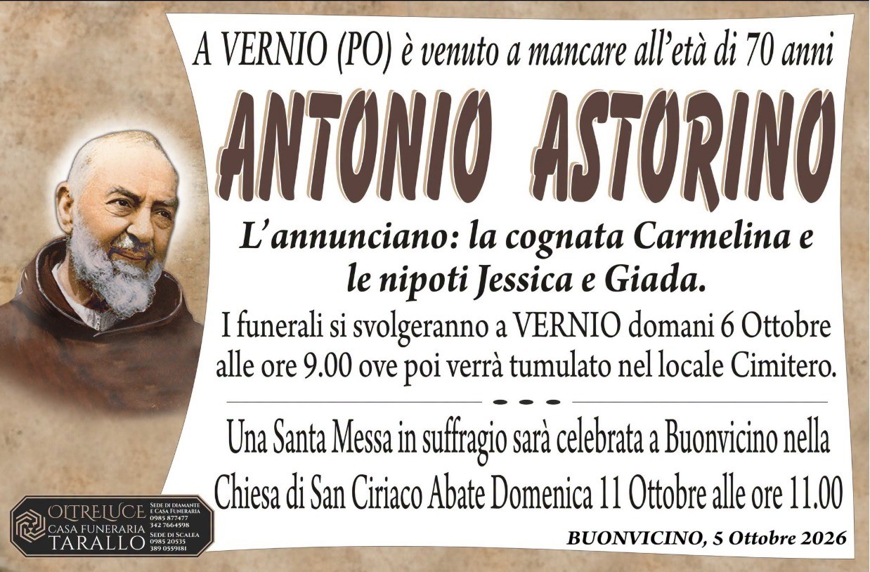 Necrologio di Antonio Astorino