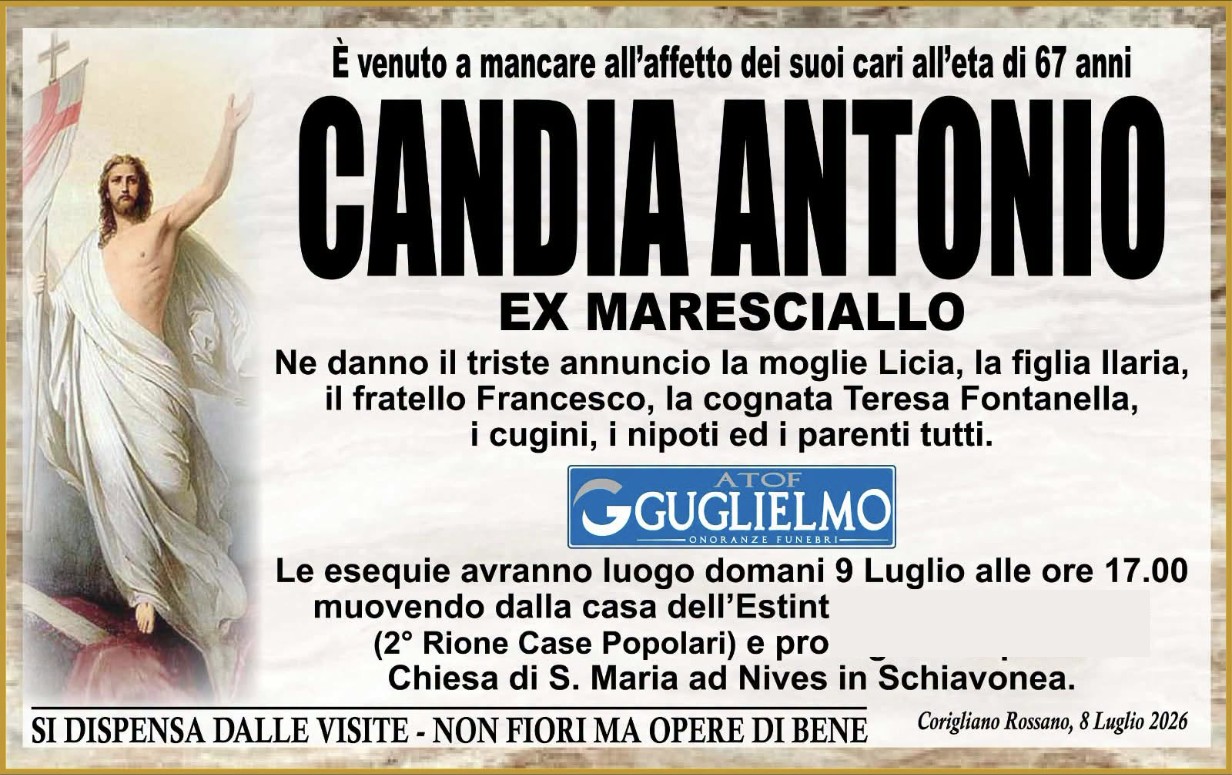 Necrologio di Antonio Candia