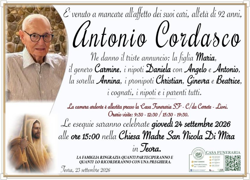 Necrologio di Antonio Cordasco