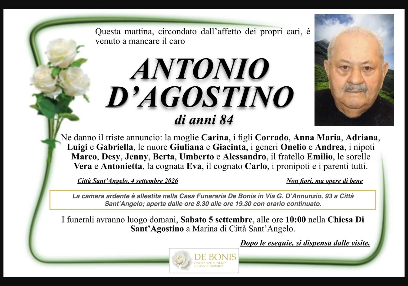 Necrologio di Antonio D'Agostino