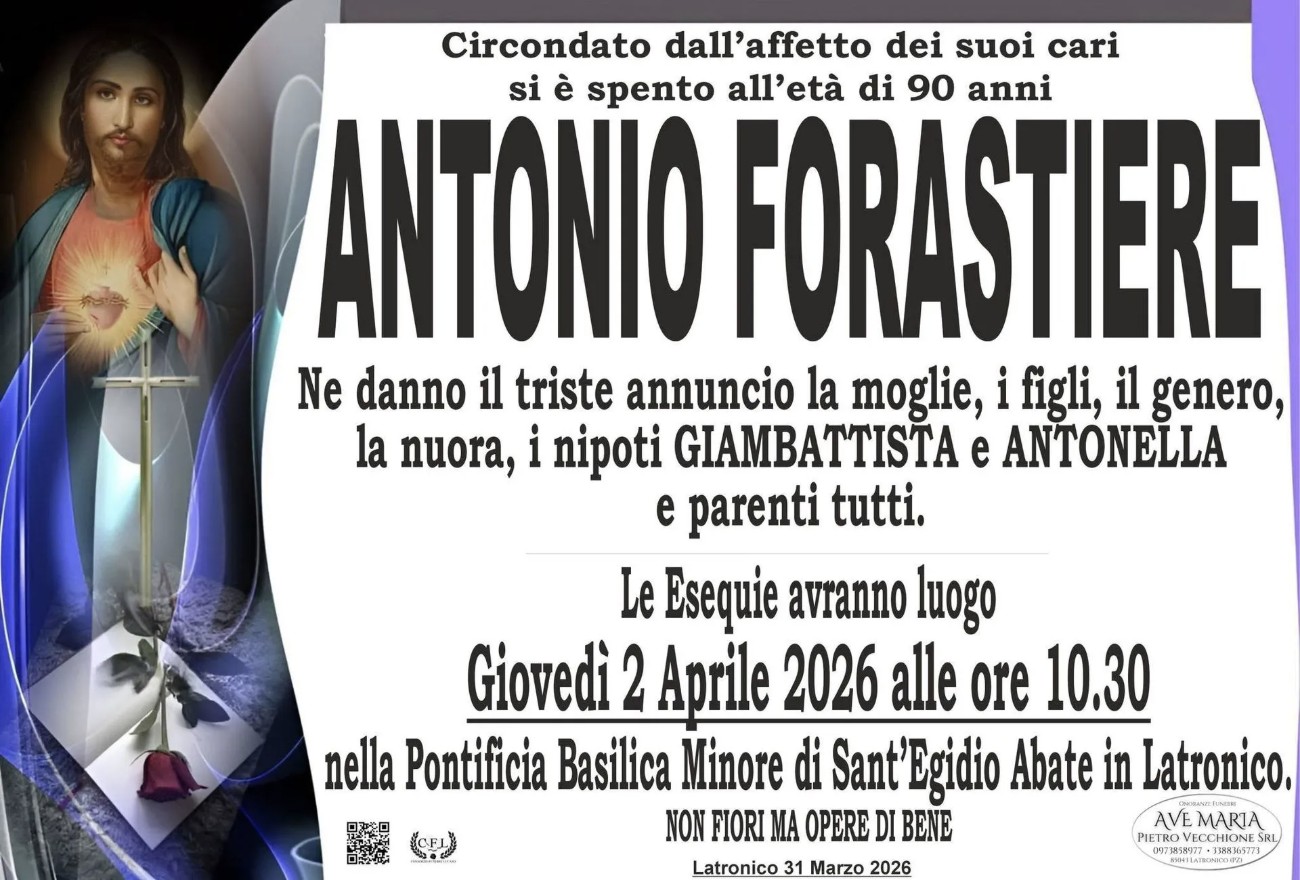 Necrologio di Antonio Forastiere