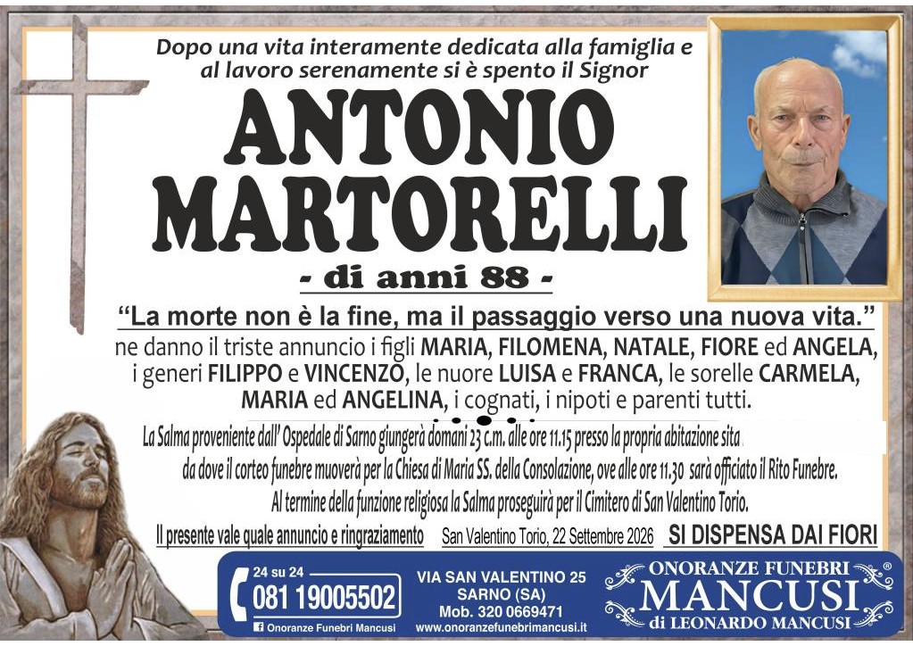 Necrologio di Antonio Martorelli